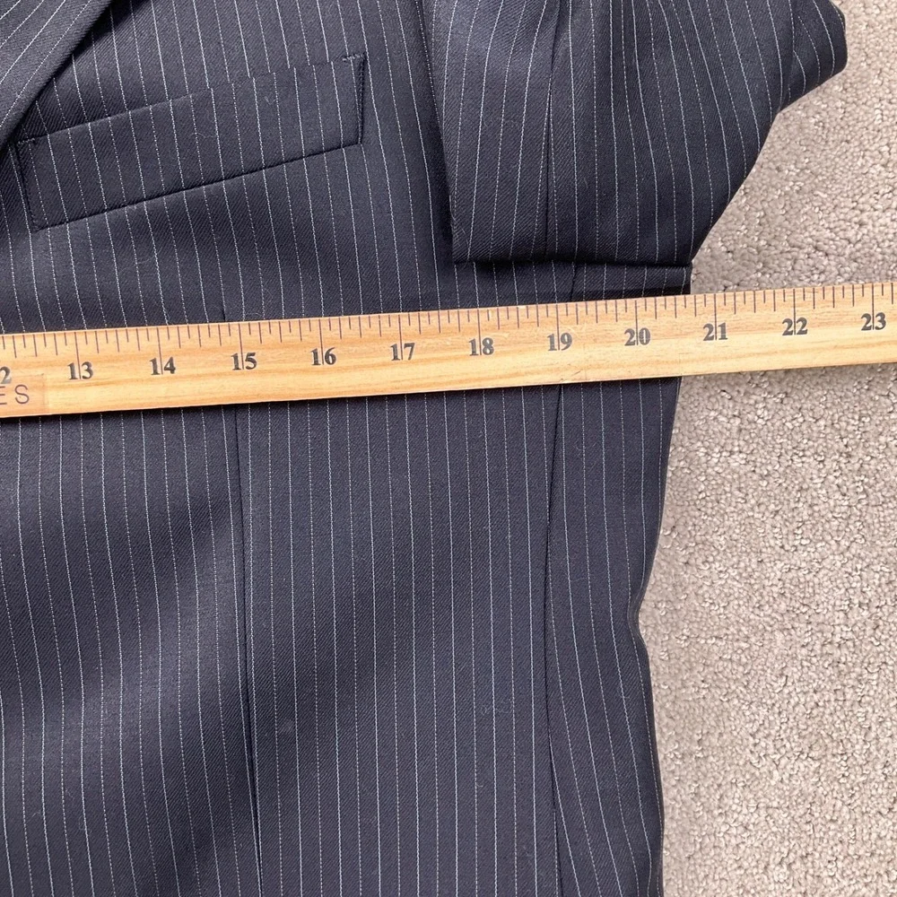 Chaps Suit Mens 38R Navy Blue Pinstripe‎ Classic Career Party Wool